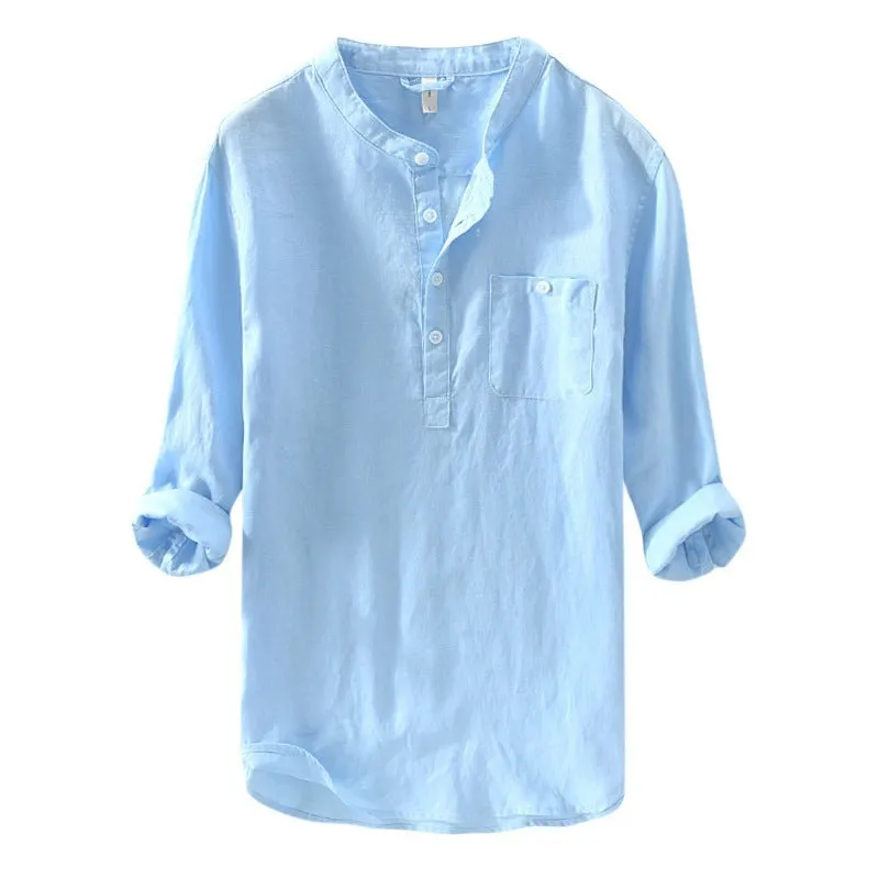 Plain cotton t-shirt in blue, front view, sizes S to 4XL