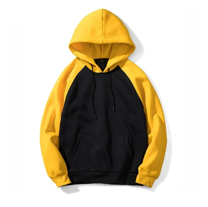 Men’s patchwork hoodie sweatshirt tracksuit top in black, EU size S-XXL