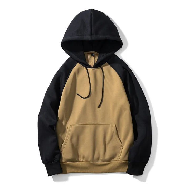 Men’s patchwork hoodie sweatshirt tracksuit top in black, EU size S-XXL