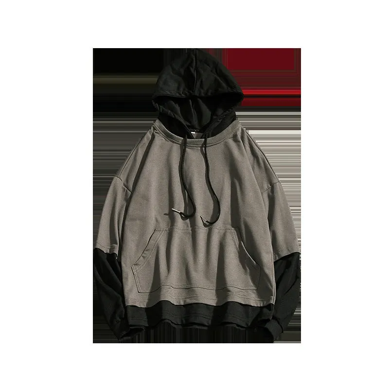 Cotton blend loose fit pullover hoodie in army green, shown flat, with long sleeves and hooded style