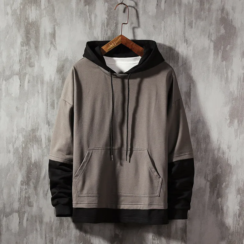 Cotton blend loose fit pullover hoodie in army green, shown flat, with long sleeves and hooded style