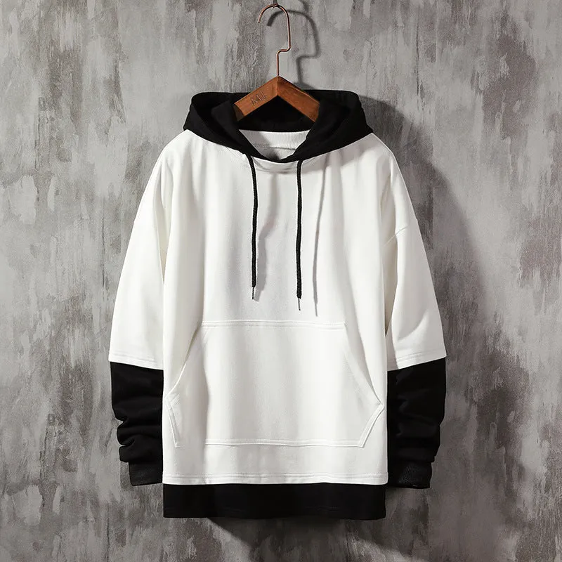 Cotton blend loose fit pullover hoodie in army green, shown flat, with long sleeves and hooded style