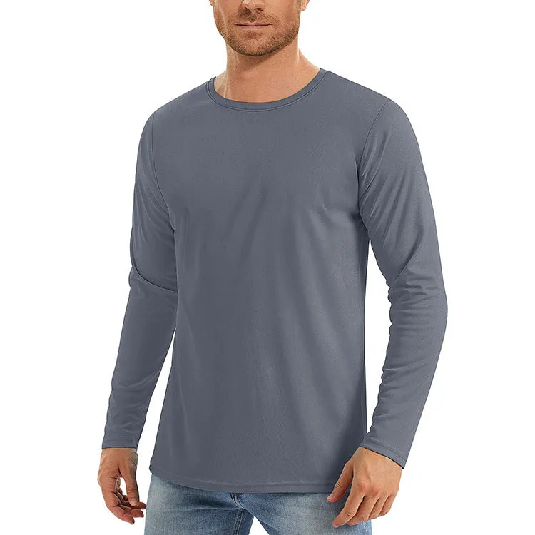 UV protection quick-dry polyester long sleeve top in solid colour, front view