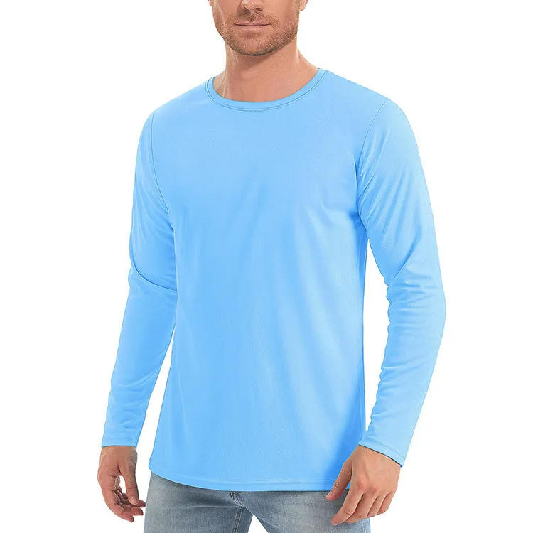 UV protection quick-dry polyester long sleeve top in solid colour, front view