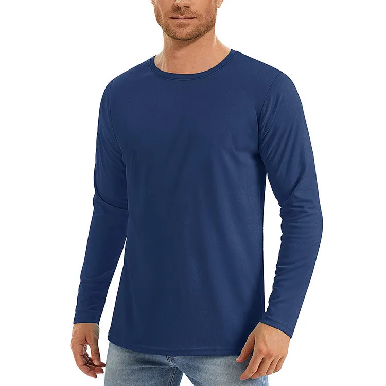 UV protection quick-dry polyester long sleeve top in solid colour, front view
