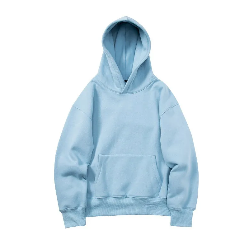 Cotton hoodie with lapel collar in Army Green, size M, front view on a white background