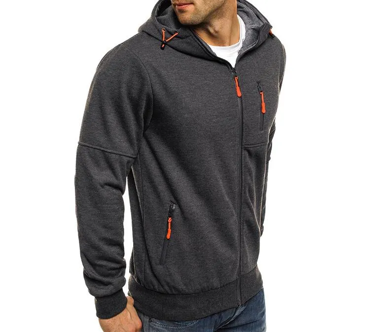 Men's hooded camouflage jacquard cotton blend jacket zip front long sleeve loose fit casual wear