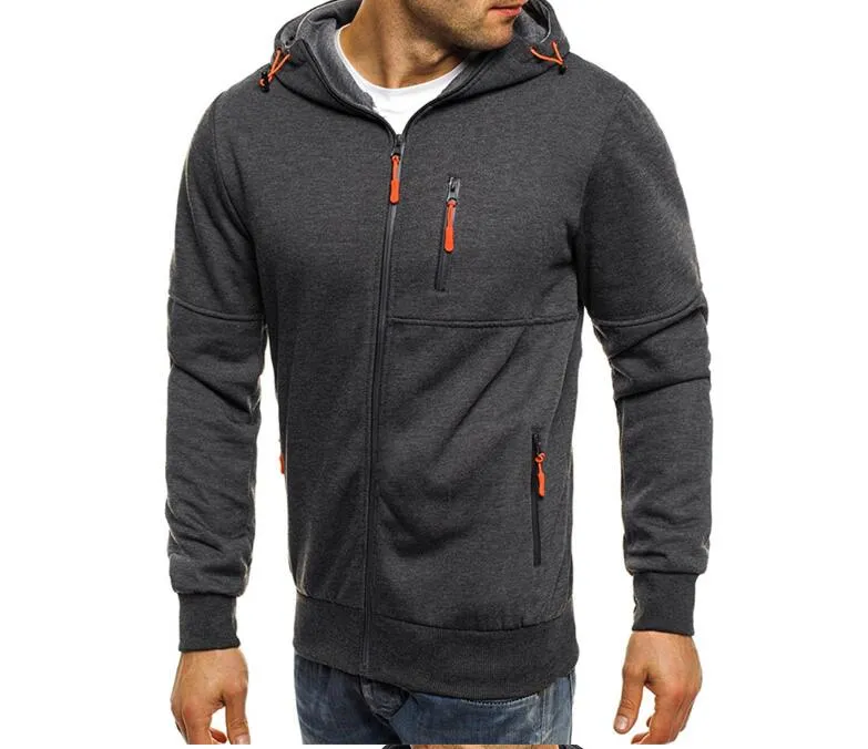 Men's hooded camouflage jacquard cotton blend jacket zip front long sleeve loose fit casual wear