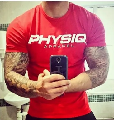 Summer men's cotton slim fit sports T-shirt in solid colour for running exercise