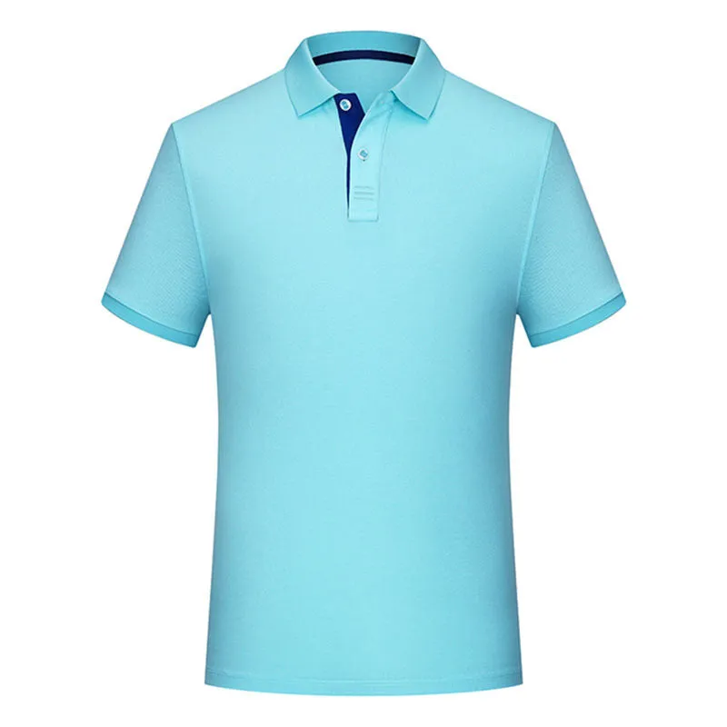 Solid colour cotton polo collar casual T-shirt in multiple colours for summer daily wear
