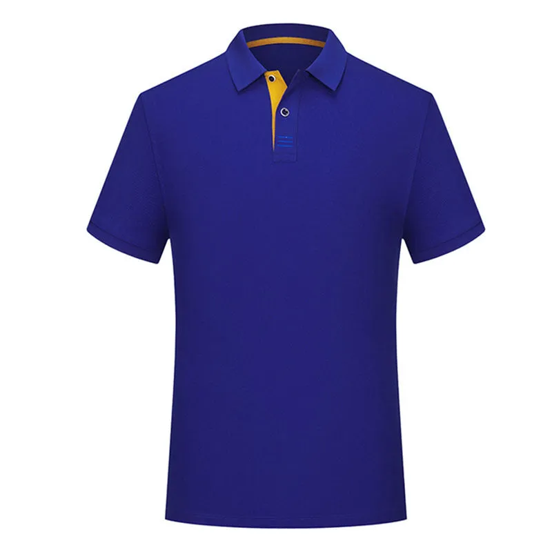 Solid colour cotton polo collar casual T-shirt in multiple colours for summer daily wear