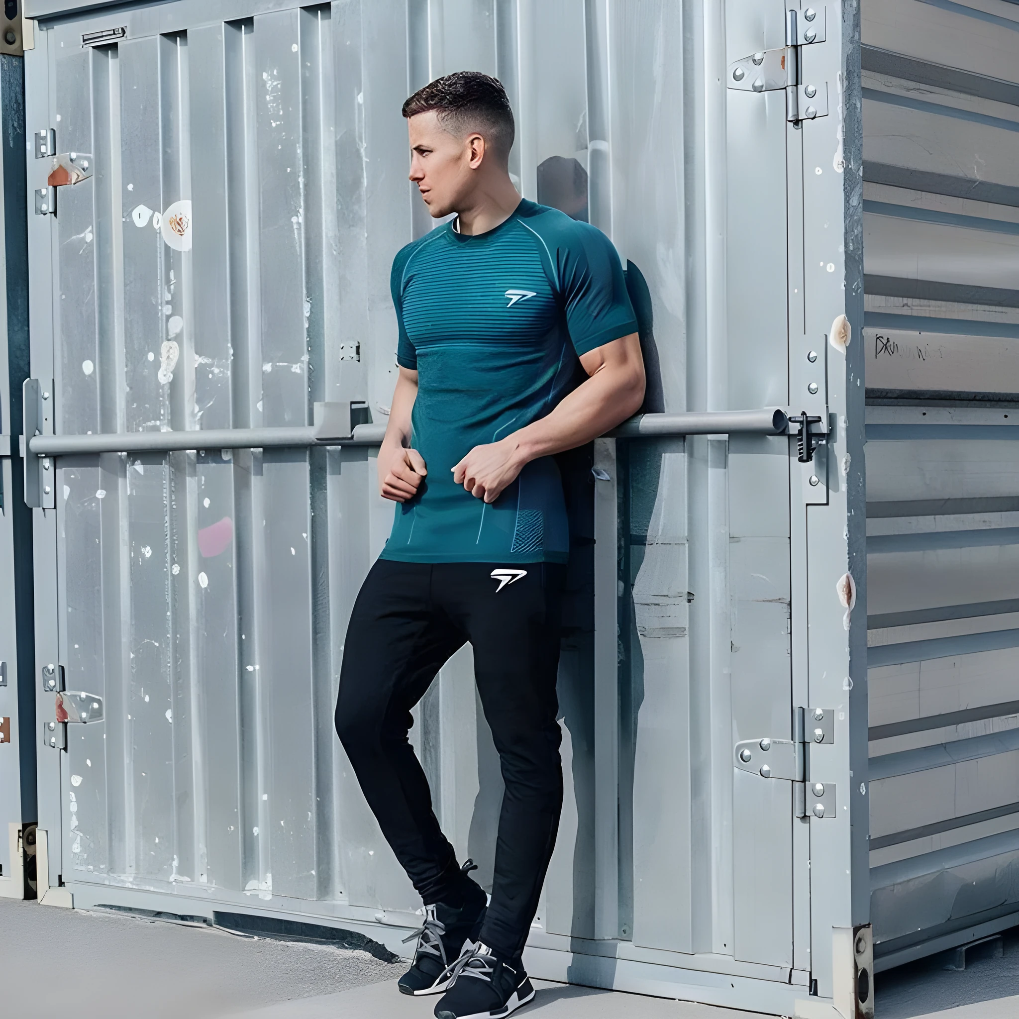 Men's quick-dry cotton short sleeve workout t-shirt in blue for running and fitness