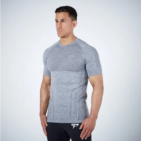 Men's quick-dry cotton short sleeve workout t-shirt in blue for running and fitness