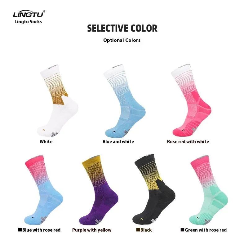 Adult quick-drying non-slip gradient sports socks for cycling and running – polyester fibre construction