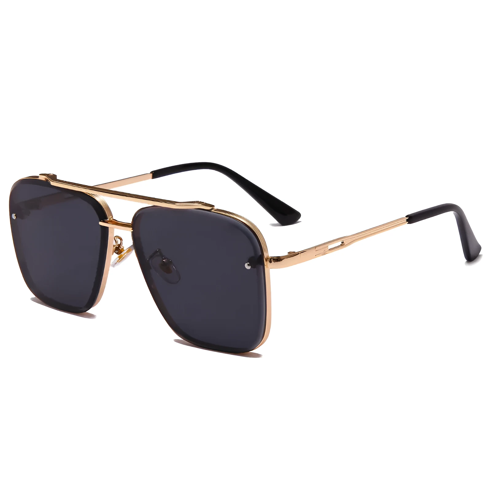 Metal vintage sunglasses with UV400 PC lenses in a blue film colour option on a white background