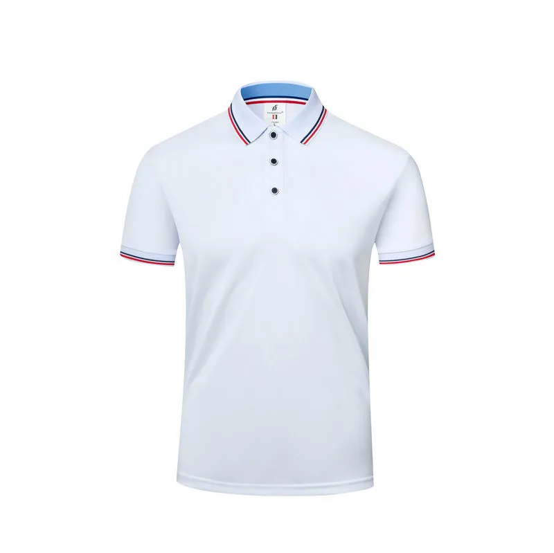 Short sleeve lapel embryo shirt in straight pullover style, polyester cotton blend, navy blue colour