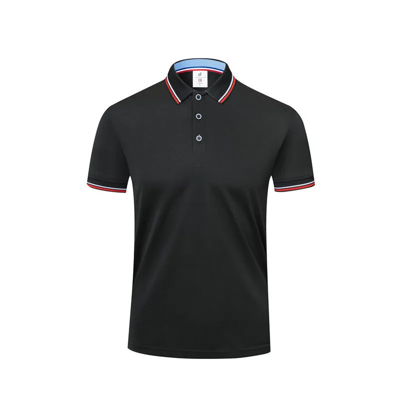 Short sleeve lapel embryo shirt in straight pullover style, polyester cotton blend, navy blue colour