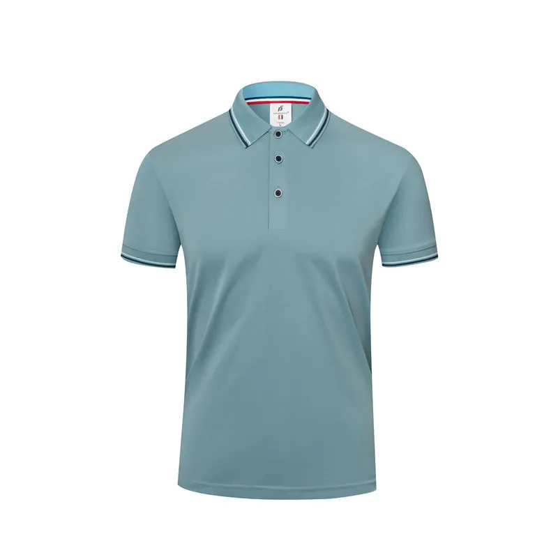 Short sleeve lapel embryo shirt in straight pullover style, polyester cotton blend, navy blue colour