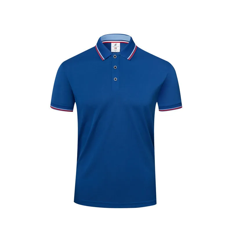 Short sleeve lapel embryo shirt in straight pullover style, polyester cotton blend, navy blue colour