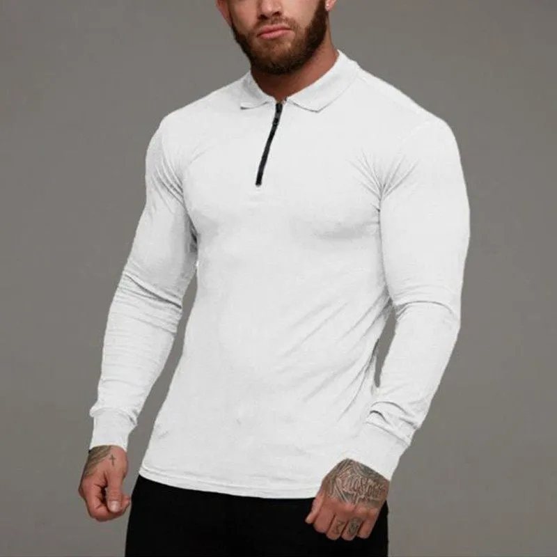 Men's long sleeve slim fit polo shirt with splash ink design in wine red, Lycra fabric