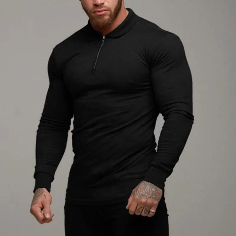 Men's long sleeve slim fit polo shirt with splash ink design in wine red, Lycra fabric