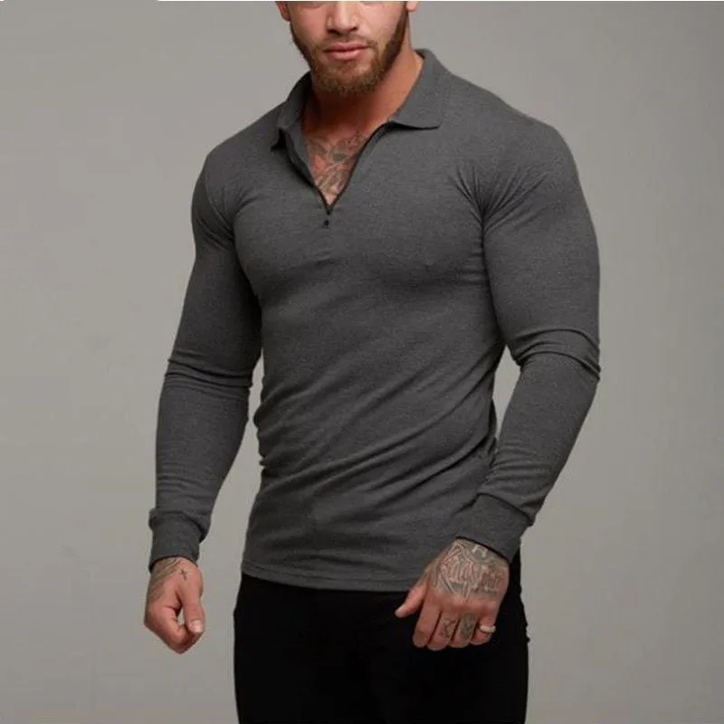Men's long sleeve slim fit polo shirt with splash ink design in wine red, Lycra fabric