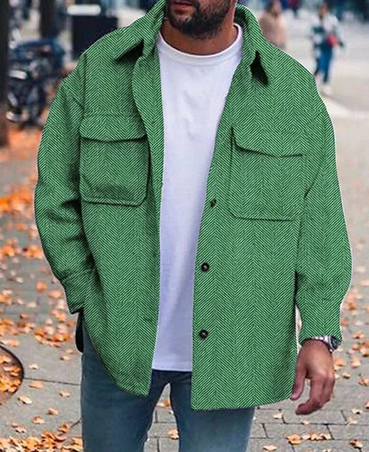 Men's polo collar coat with long sleeves, round hem, in polyester fabric, eight colours available