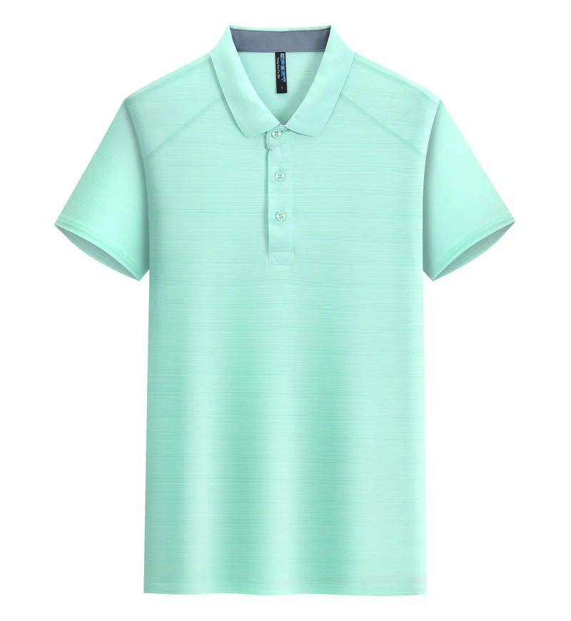 Quick-drying Crystal Silk lapel polo shirt for outdoor sports, available in multiple colours and sizes S-3XL