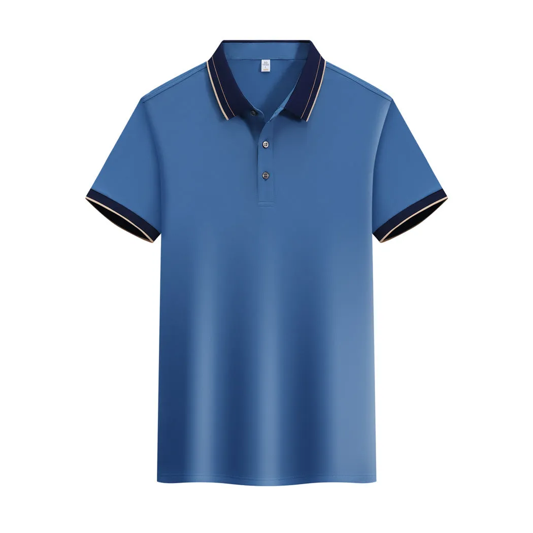 Ice Ion mercerised pearl cotton colour matching collar polo shirt in white, men and women regular fit short sleeve
