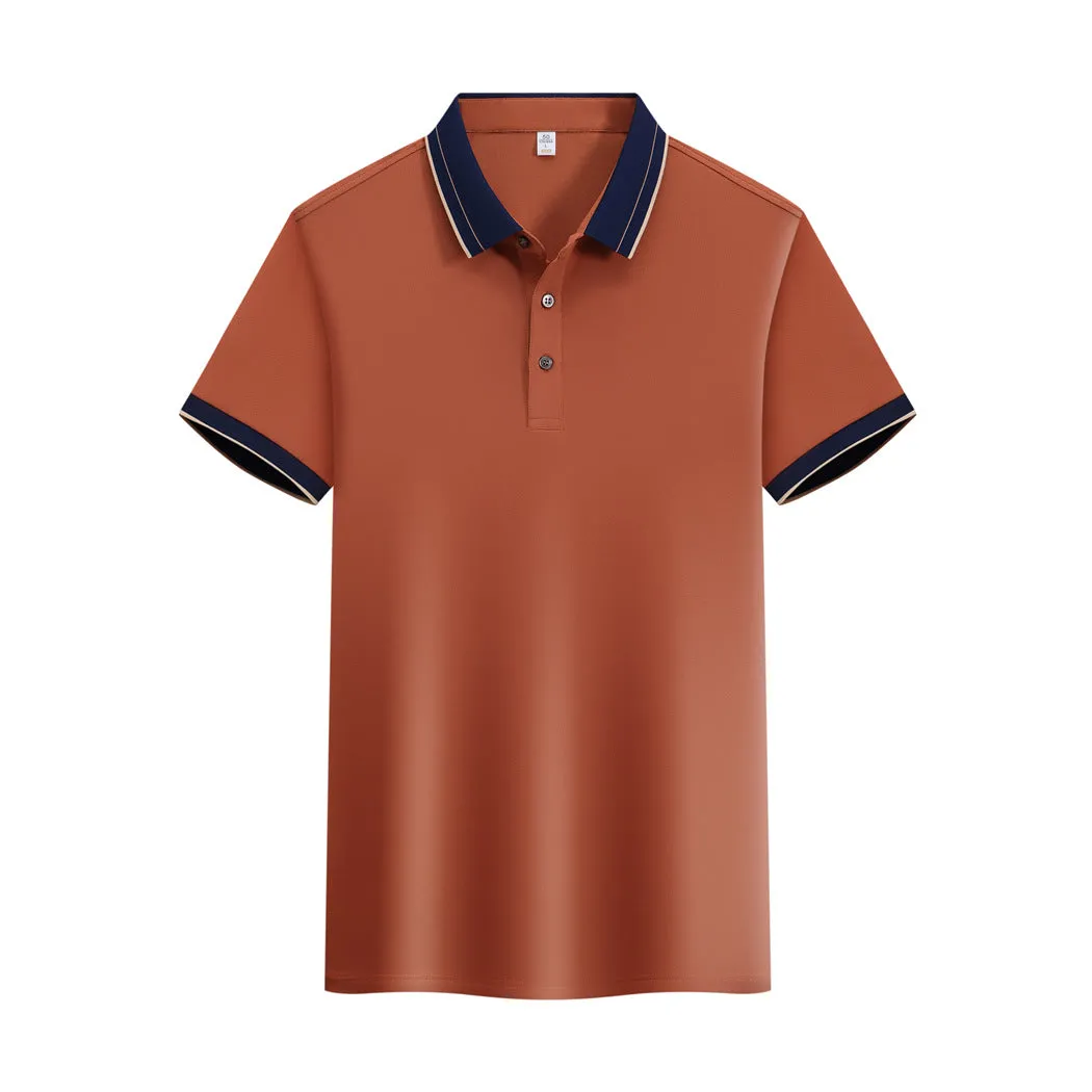 Ice Ion mercerised pearl cotton colour matching collar polo shirt in white, men and women regular fit short sleeve