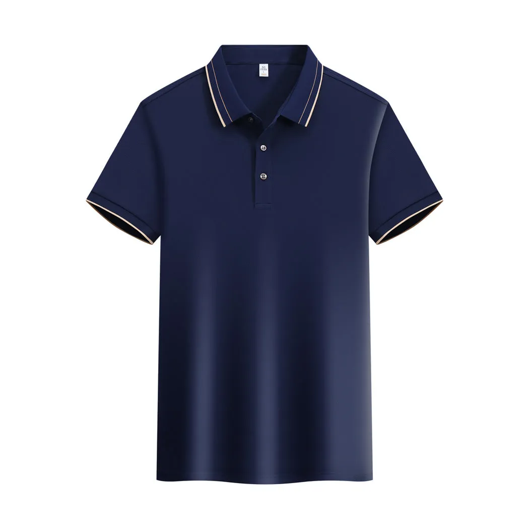 Ice Ion mercerised pearl cotton colour matching collar polo shirt in white, men and women regular fit short sleeve