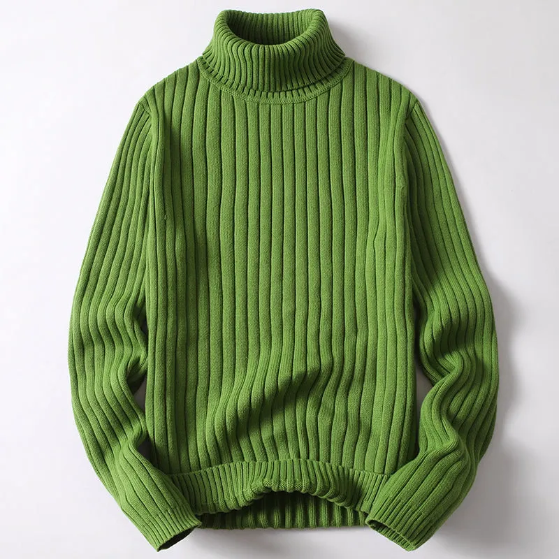 Turtleneck sweater for men and women in striped design, high neck, long sleeves, slim fit, autumn winter top