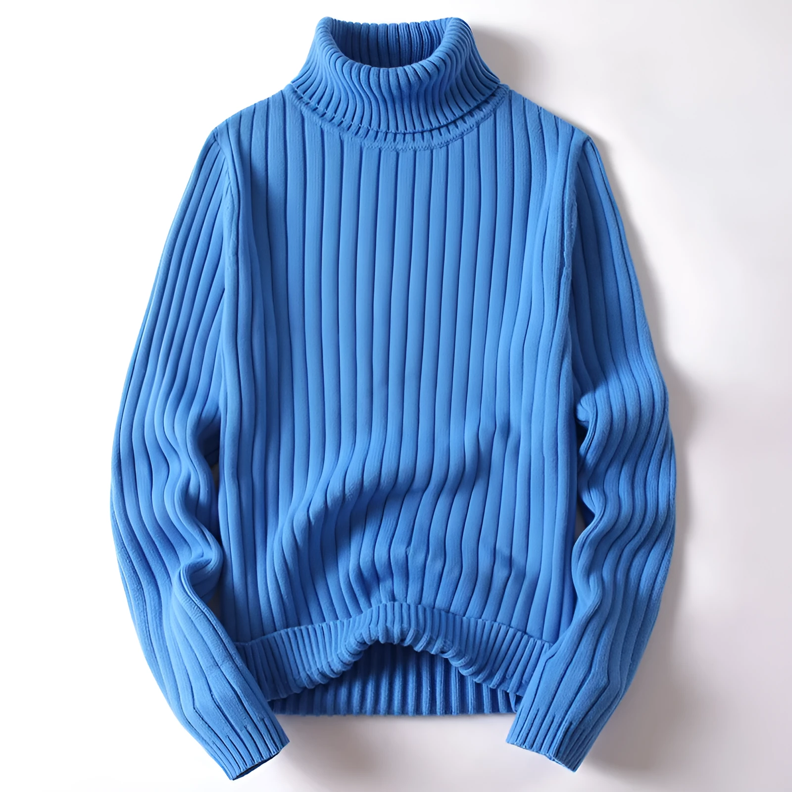 Turtleneck sweater for men and women in striped design, high neck, long sleeves, slim fit, autumn winter top