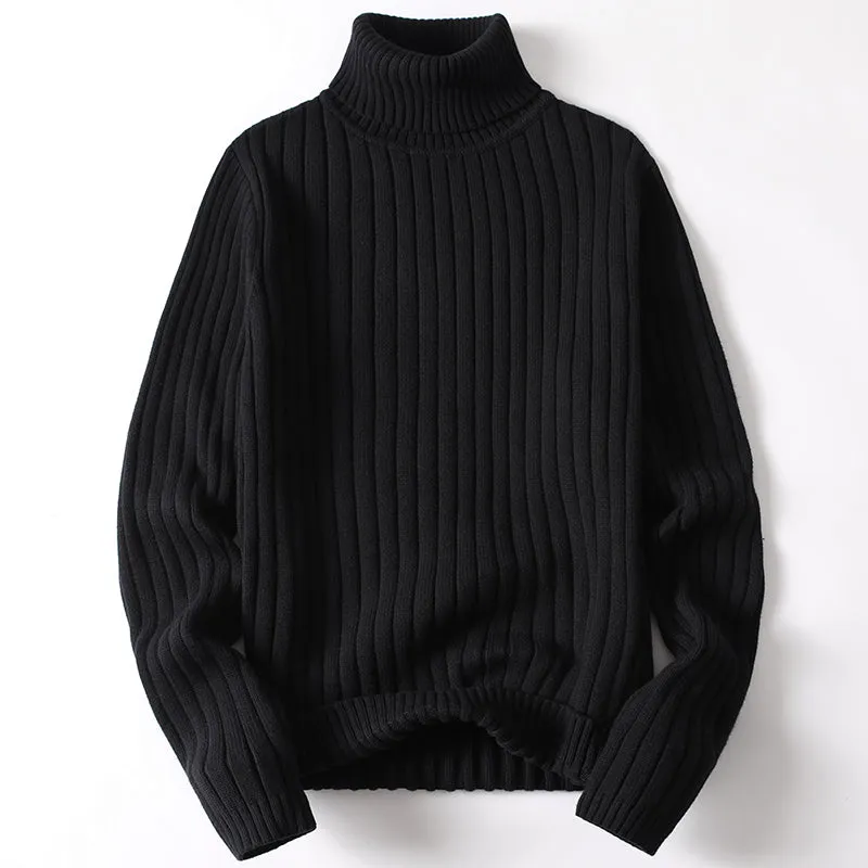 Turtleneck sweater for men and women in striped design, high neck, long sleeves, slim fit, autumn winter top