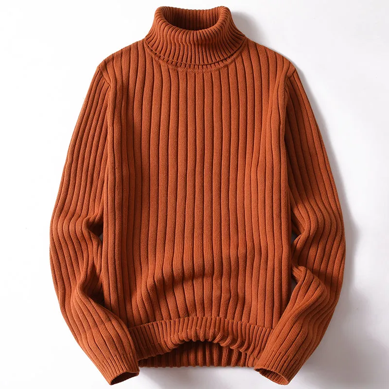 Turtleneck sweater for men and women in striped design, high neck, long sleeves, slim fit, autumn winter top