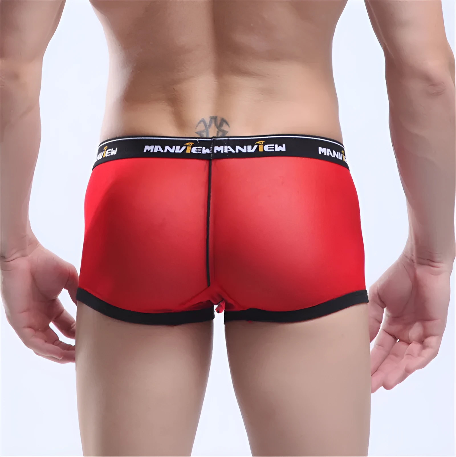 Men's solid colour mesh boxer shorts showing breathable fabric construction