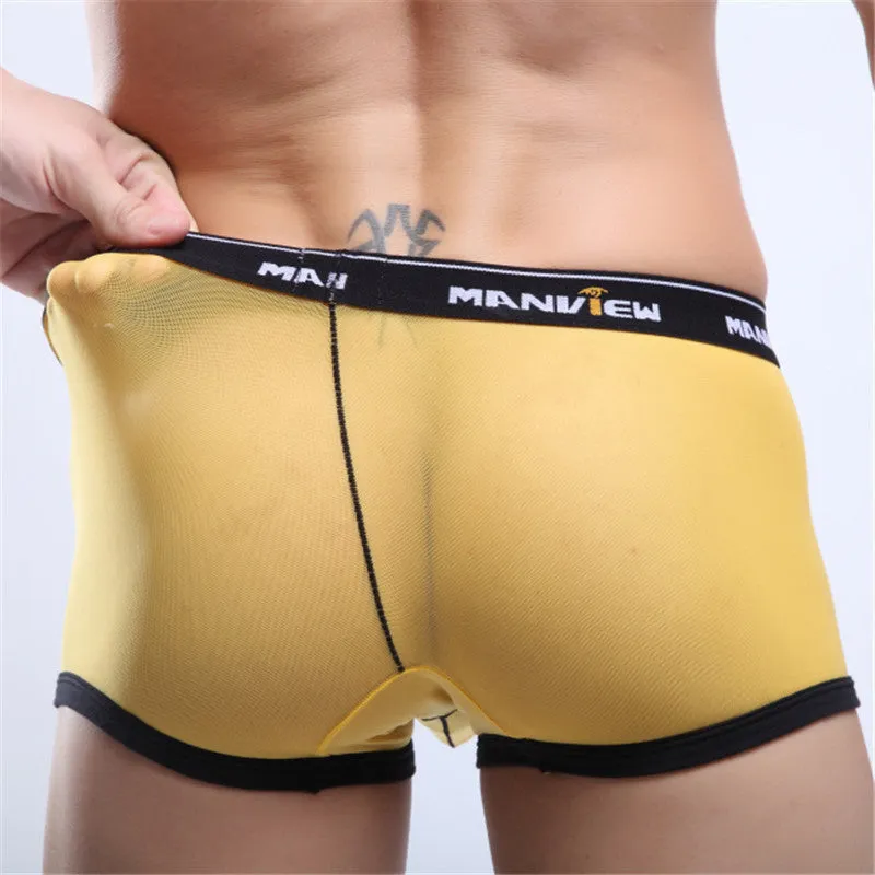 Men's solid colour mesh boxer shorts showing breathable fabric construction