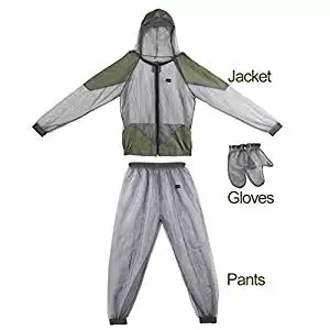 Men's anti-mosquito plaid mesh coat in gray for outdoor cycling and hiking