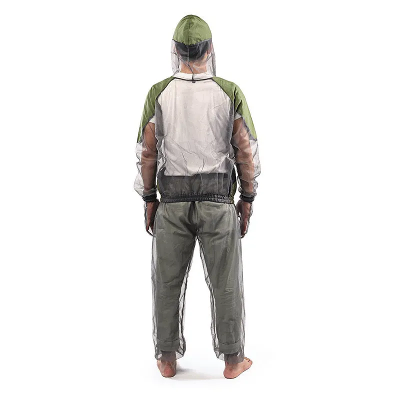 Men's anti-mosquito plaid mesh coat in gray for outdoor cycling and hiking