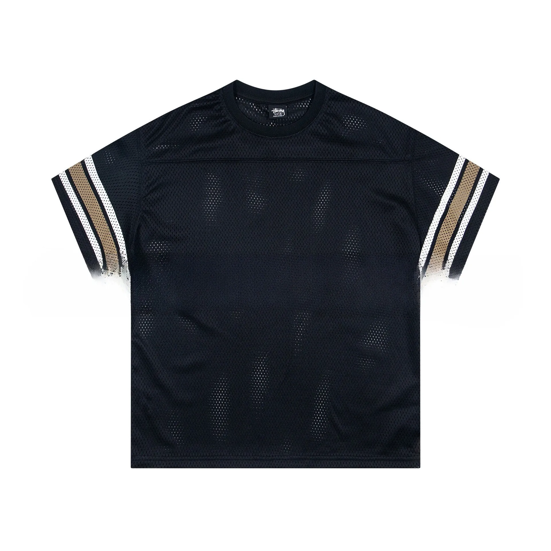 Cotton letter print loose fit short sleeve t-shirt in black pullover style for casual wear