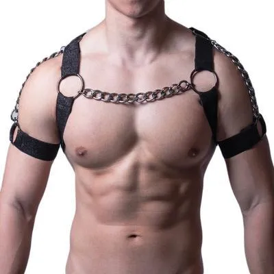 Adjustable elastic belly band binding corset in black with metal chain closure for waist shaping, specification YLM-123