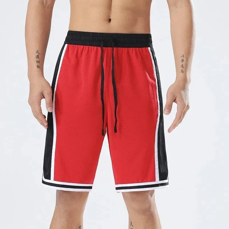 Men's micro elastic polyester sports training shorts in straight-leg trousers length design