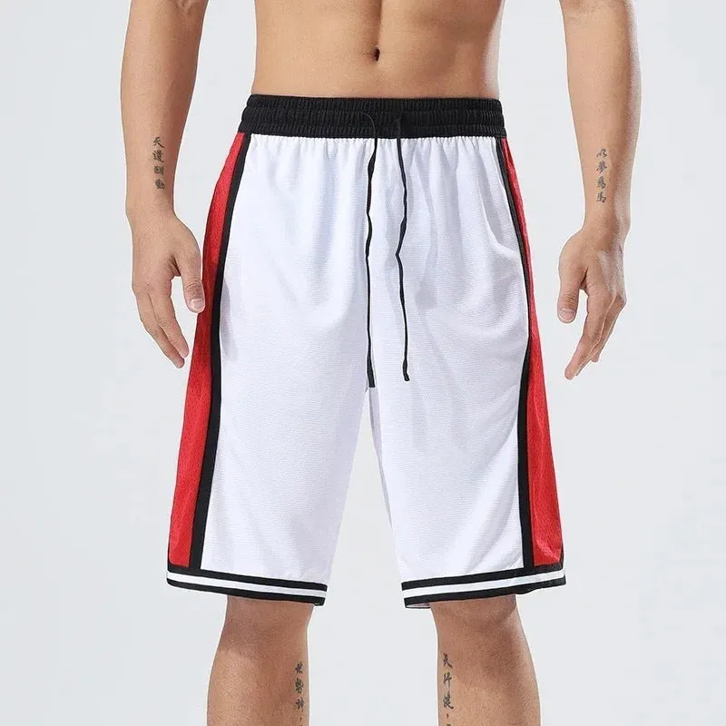 Men's micro elastic polyester sports training shorts in straight-leg trousers length design