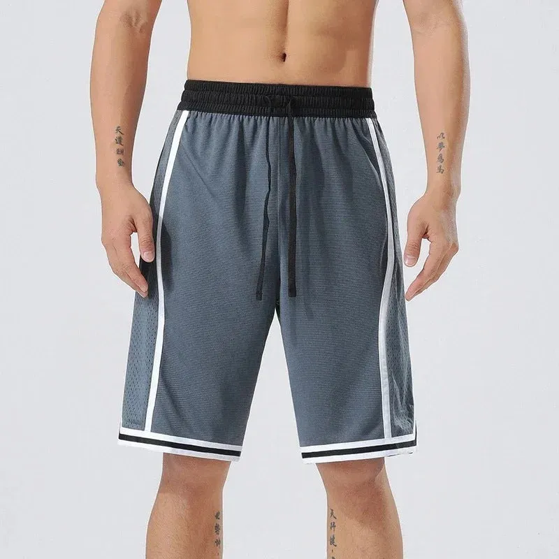 Men's micro elastic polyester sports training shorts in straight-leg trousers length design