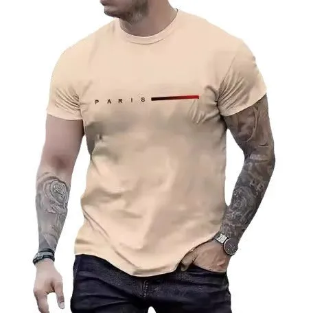 Men's slim fit printed polyester mesh top with short sleeves in various colours