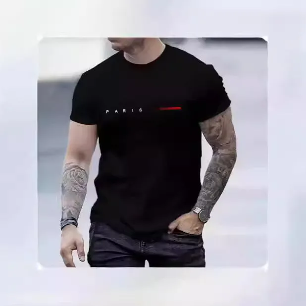 Men's slim fit printed polyester mesh top with short sleeves in various colours