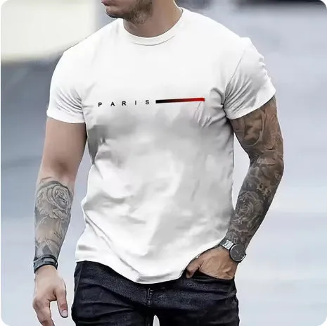 Men's slim fit printed polyester mesh top with short sleeves in various colours