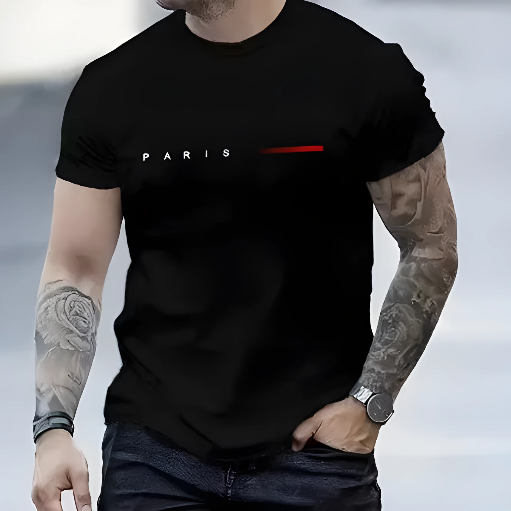 Men's slim fit printed polyester mesh top with short sleeves in various colours