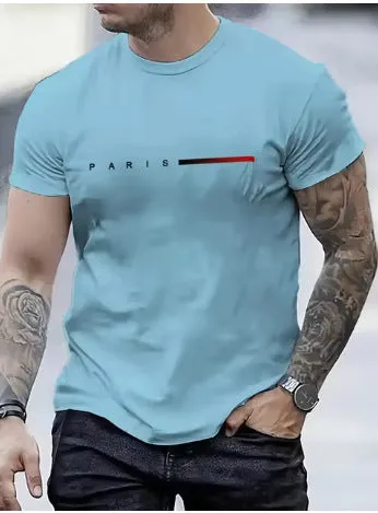 Men's slim fit printed polyester mesh top with short sleeves in various colours