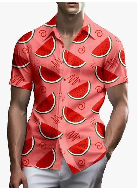 Men's plus size short sleeve cardigan in polyester, slim fit, digital print, available in sizes S to 5XL